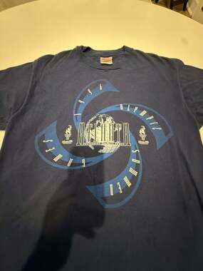 Vintage 1996 Atlanta Centennial Olympic Games Graphic T-Shirt Navy Blue Hanes Be